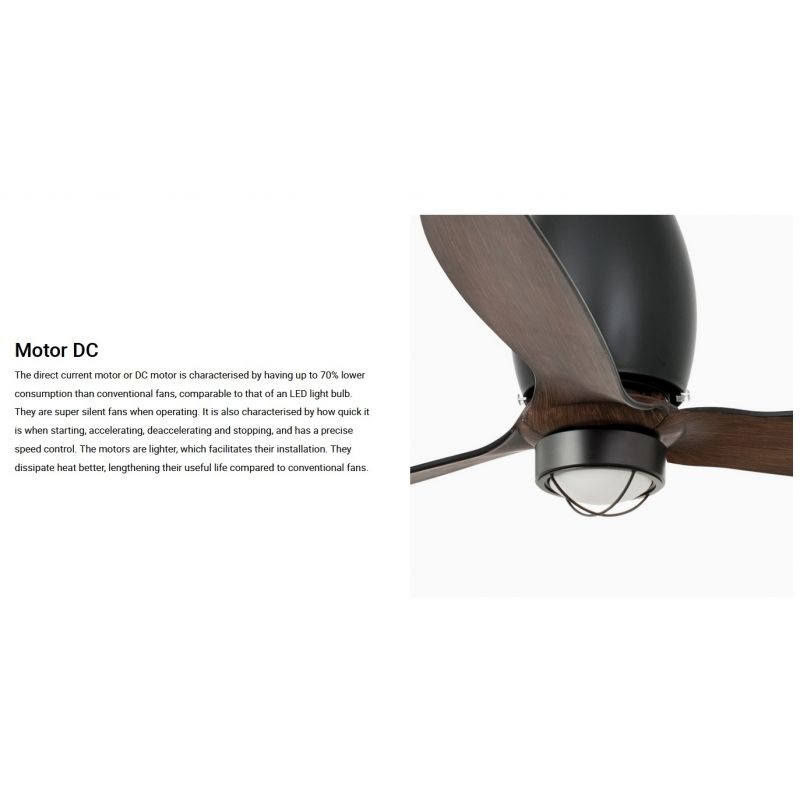 Lustra cu Ventilator si telecomanda ETERFAN M LED negru mat/nuc