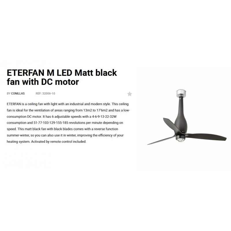 Lustra cu Ventilator si telecomanda ETERFAN M LED negru