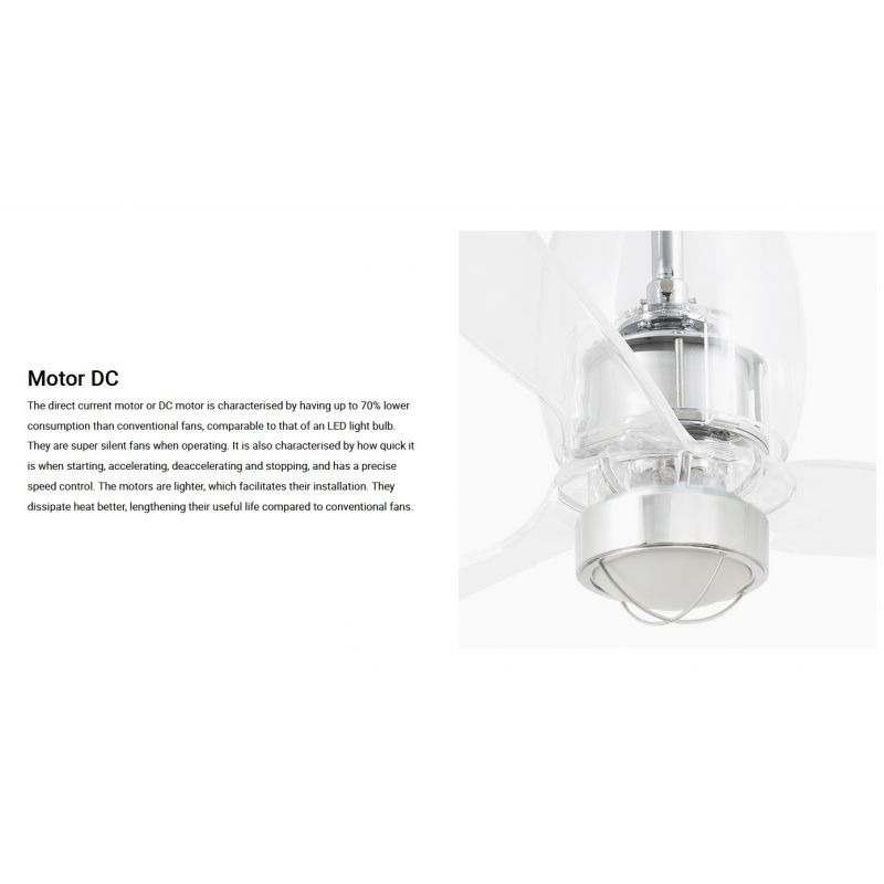 Lustra cu Ventilator si telecomanda ETERFAN M LED transparent