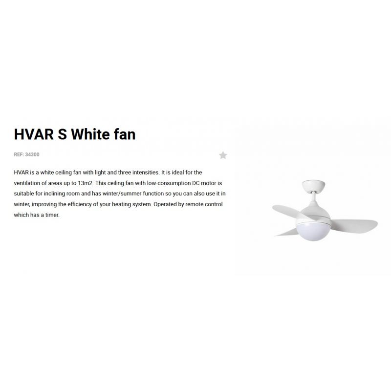 Lustra cu Ventilator si telecomanda HVAR S LED alb