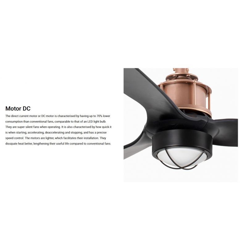 Lustra cu Ventilator si telecomanda JUST FAN M LED cupru/negru