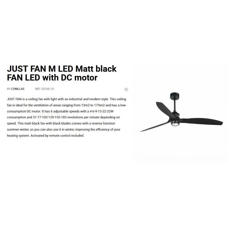 Lustra cu Ventilator si telecomanda JUST FAN M LED negru mat