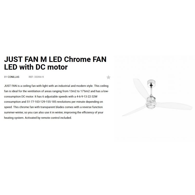 Lustra cu Ventilator si telecomanda JUST FAN M transparent