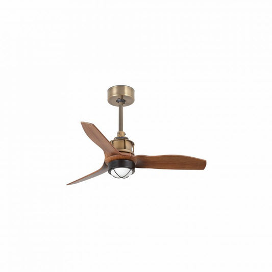 Lustra cu Ventilator si telecomanda JUST FAN XS LED auriu vintage/maro