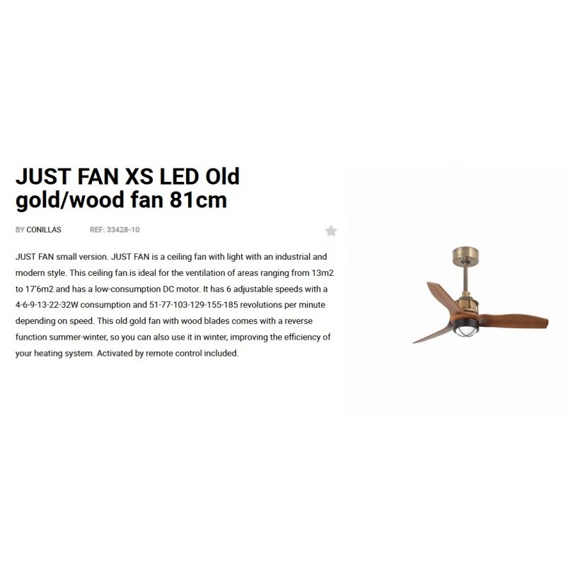 Lustra cu Ventilator si telecomanda JUST FAN XS LED auriu vintage/maro