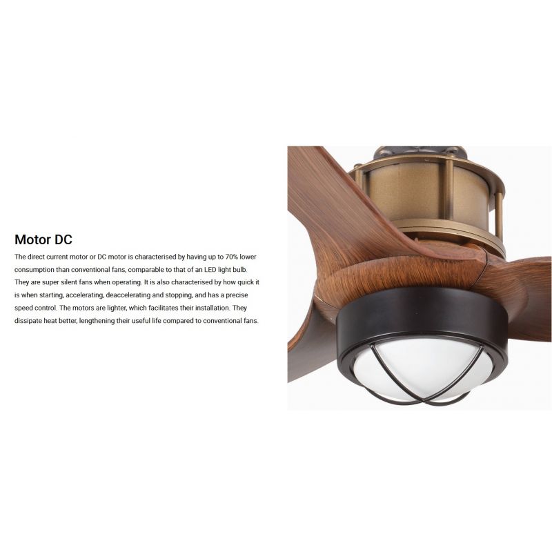 Lustra cu Ventilator si telecomanda JUST FAN XS LED auriu vintage/maro