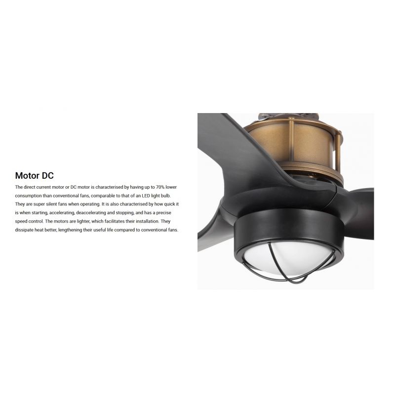 Lustra cu Ventilator si telecomanda JUST FAN XS LED auriu vintage/negru