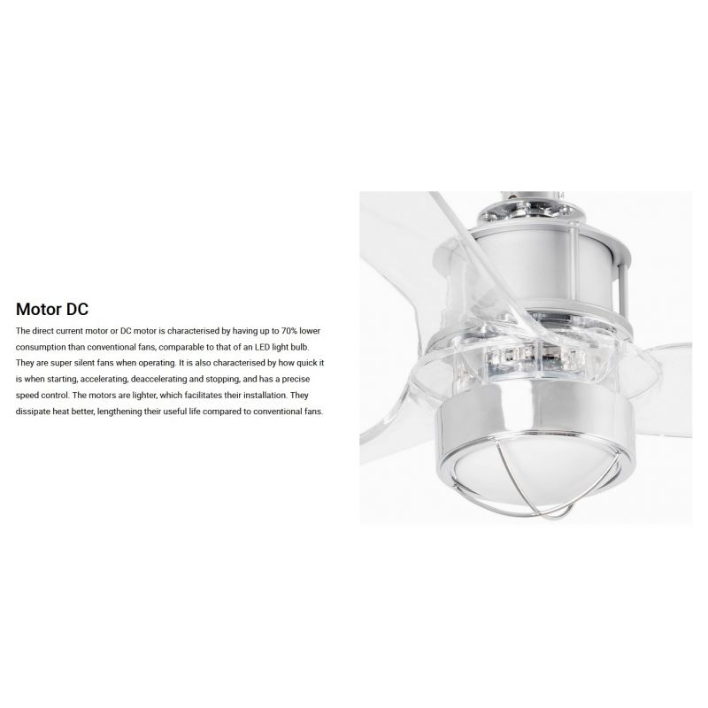 Lustra cu Ventilator si telecomanda JUST FAN XS LED crom/transparent