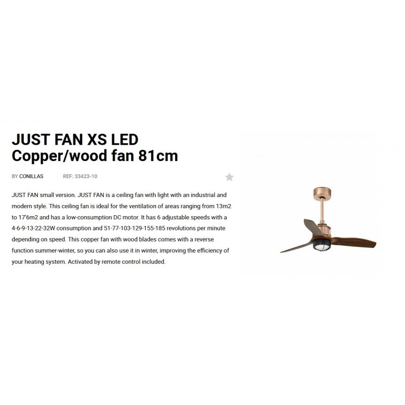 Lustra cu Ventilator si telecomanda JUST FAN XS LED cupru/maro