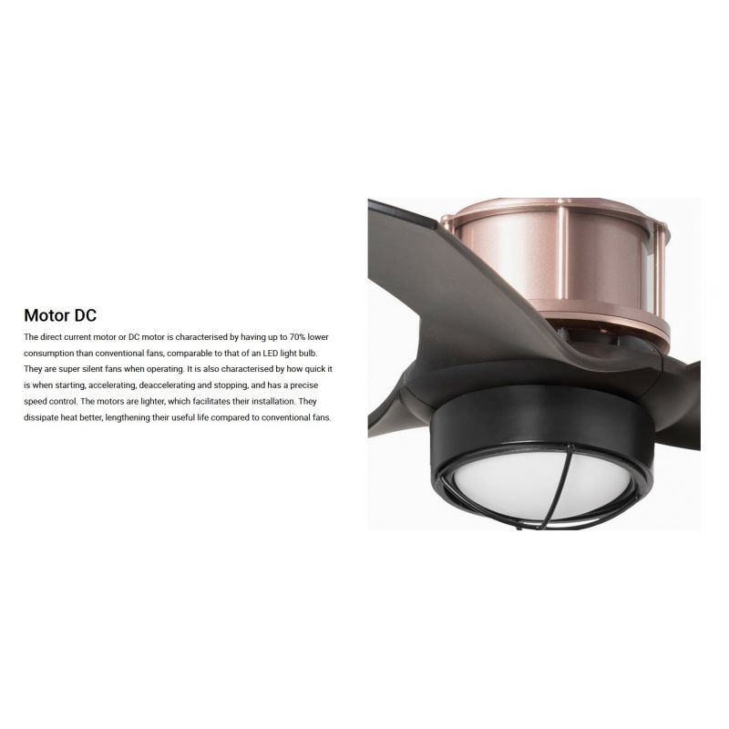 Lustra cu Ventilator si telecomanda JUST FAN XS LED cupru/negru
