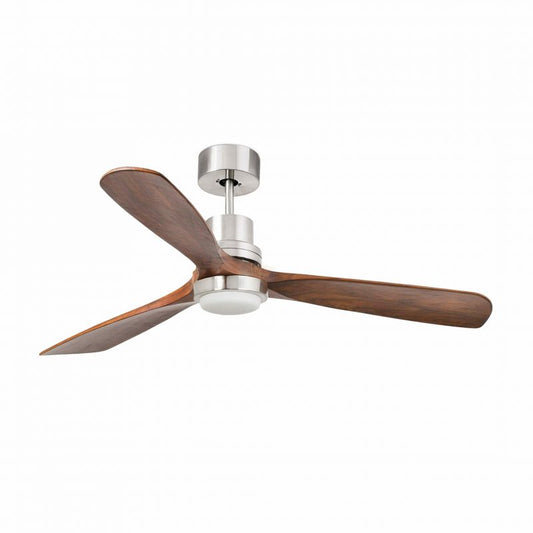 Lustra cu Ventilator si telecomanda LANTAU L LED nickel/ lemn maro