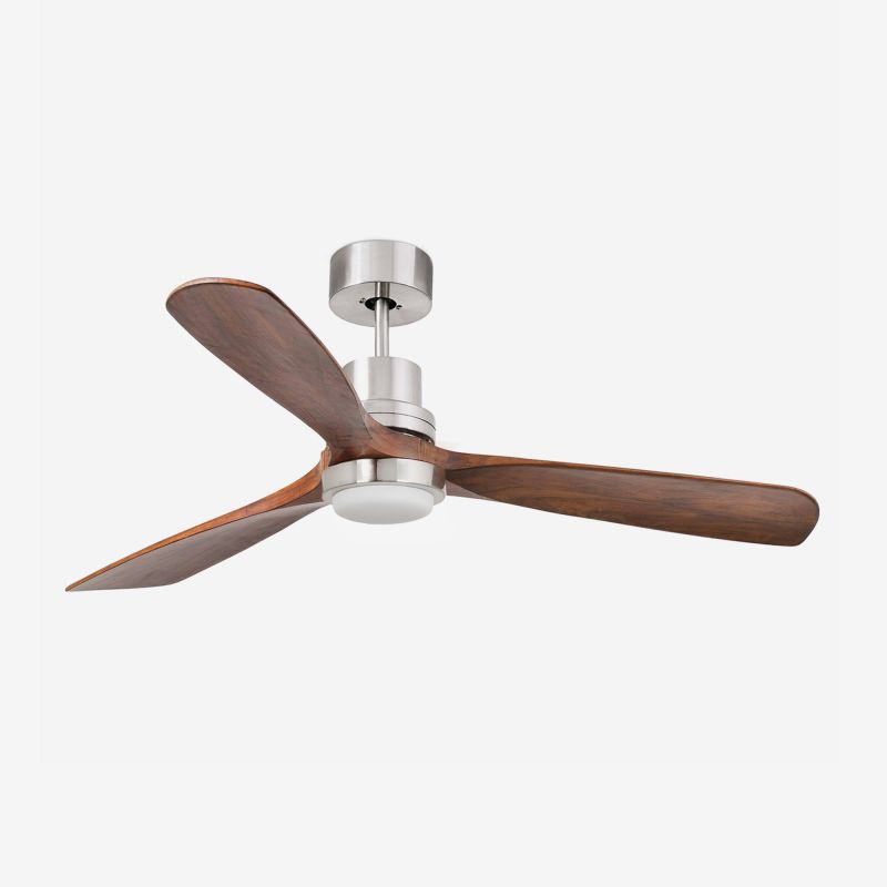 Lustra cu Ventilator si telecomanda LANTAU L LED nickel/ lemn maro
