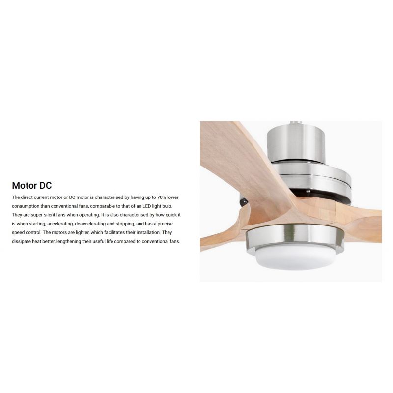 Lustra cu Ventilator si telecomanda LANTAU XL DC LED nickel/lemn pin