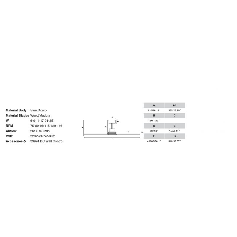 Lustra cu Ventilator si telecomanda LANTAU XL DC LED nickel/lemn pin