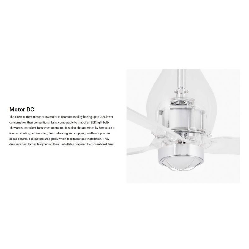 Lustra cu Ventilator si telecomanda MINI ETERFAN M LED transparent