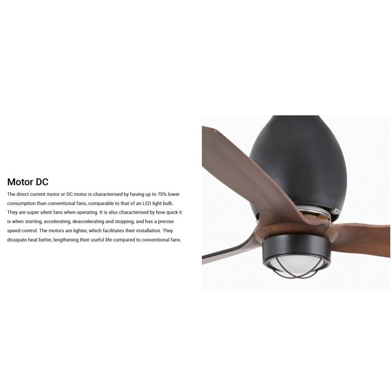 Lustra cu Ventilator si telecomanda MINI ETERFAN M negru mat/maro