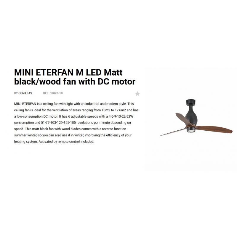 Lustra cu Ventilator si telecomanda MINI ETERFAN M negru mat/maro
