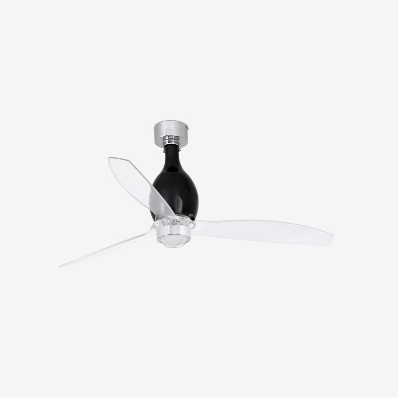 Lustra cu Ventilator si telecomanda MINI ETERFAN M negru mat/transparent