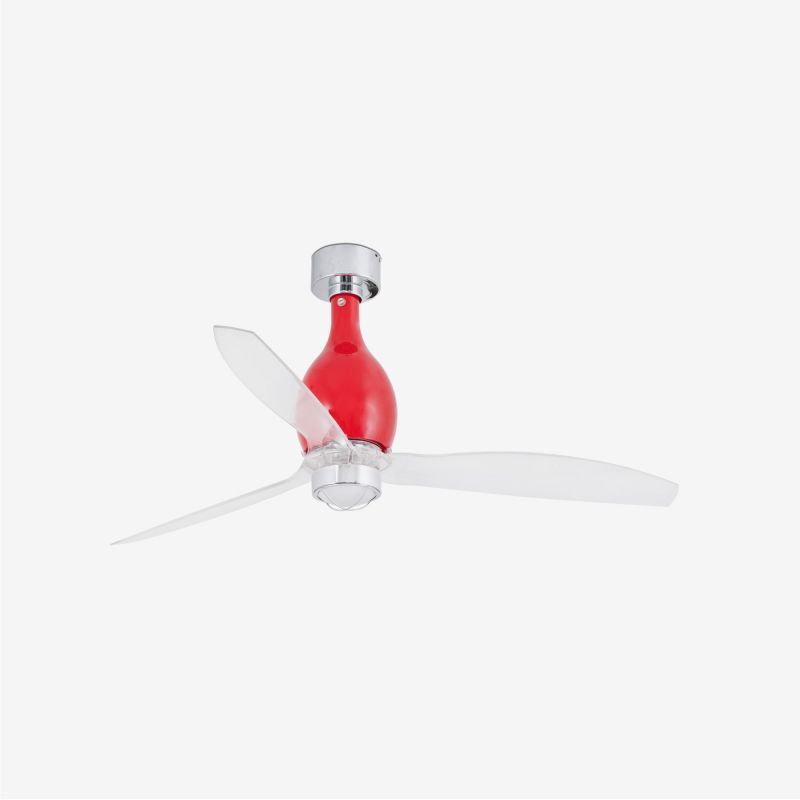 Lustra cu Ventilator si telecomanda MINI ETERFAN M rosu/transparent