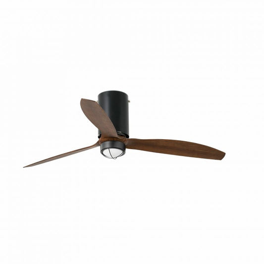 Lustra cu Ventilator si telecomanda MINI TUBE M LED negru mat/maro