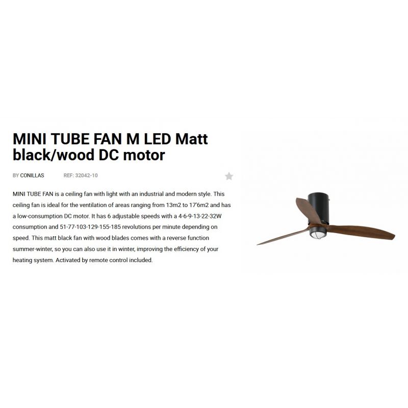 Lustra cu Ventilator si telecomanda MINI TUBE M LED negru mat/maro