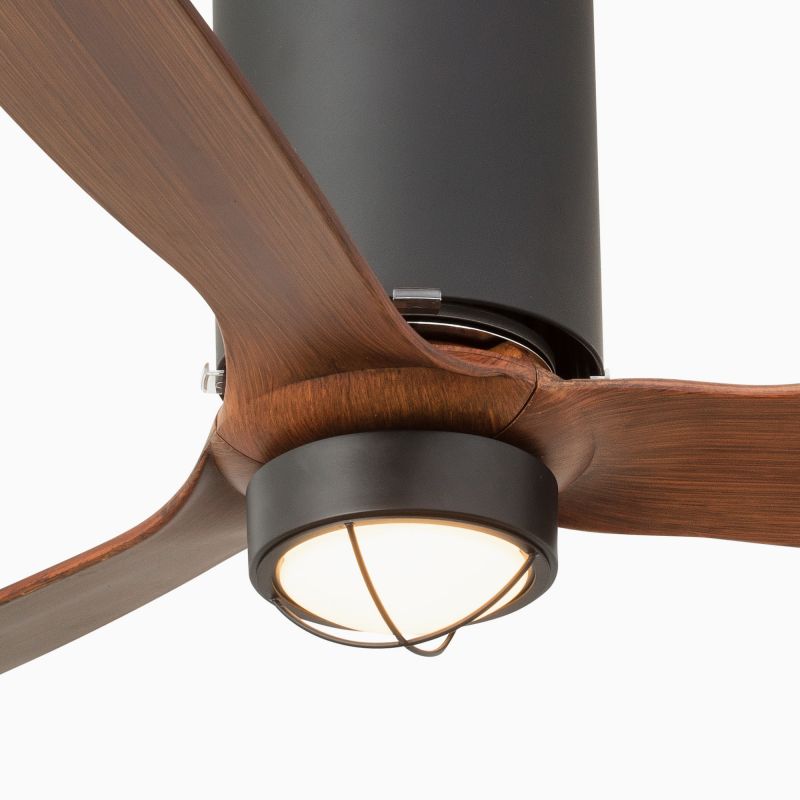 Lustra cu Ventilator si telecomanda MINI TUBE M LED negru mat/maro