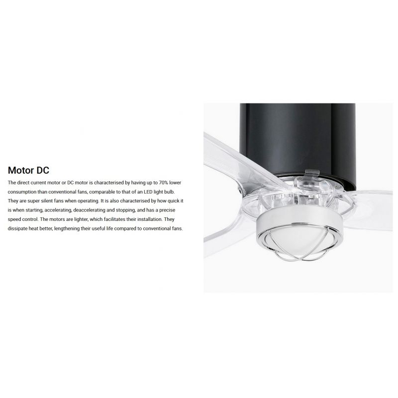 Lustra cu Ventilator si telecomanda MINI TUBE M LED negru/transparent
