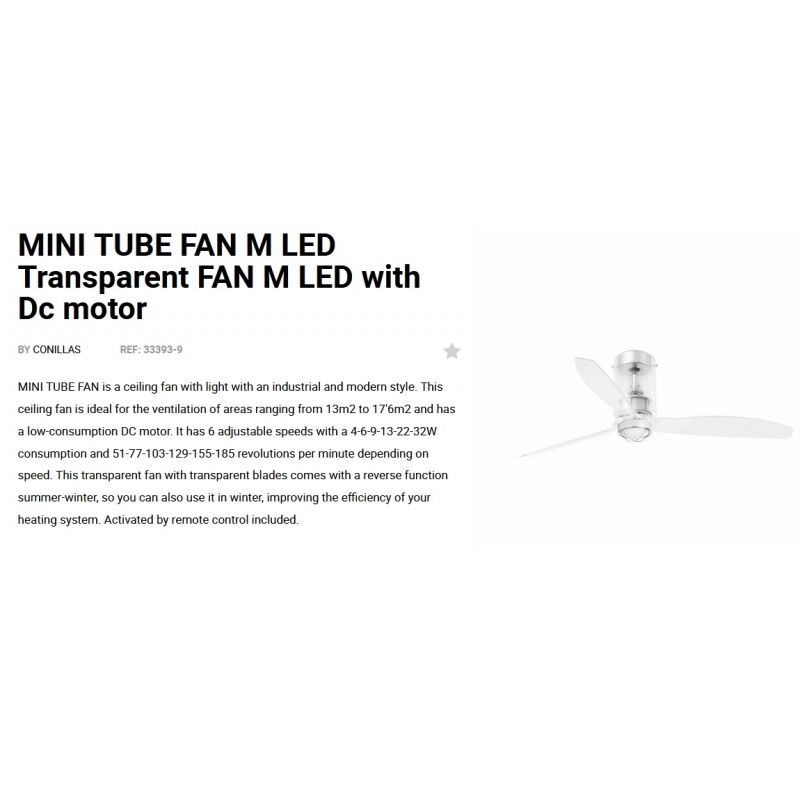 Lustra cu Ventilator si telecomanda MINI TUBE M transparent