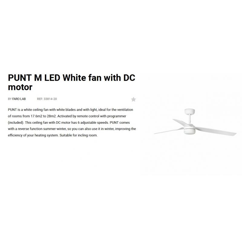 Lustra cu Ventilator si telecomanda PUNT M LED alb