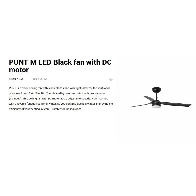 Lustra cu Ventilator si telecomanda PUNT M LED negru