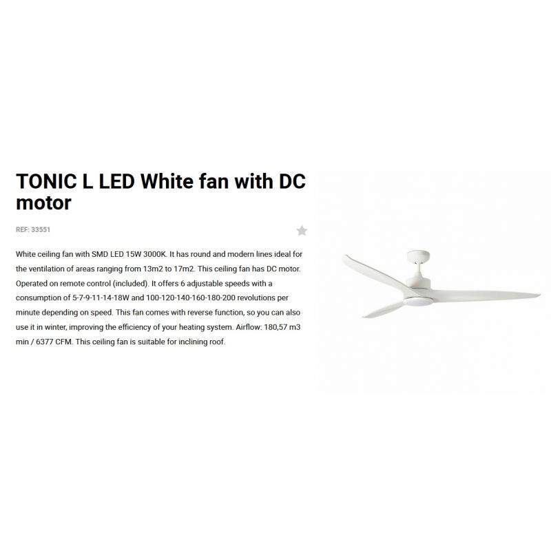 Lustra cu Ventilator si telecomanda TONIC L LED alb