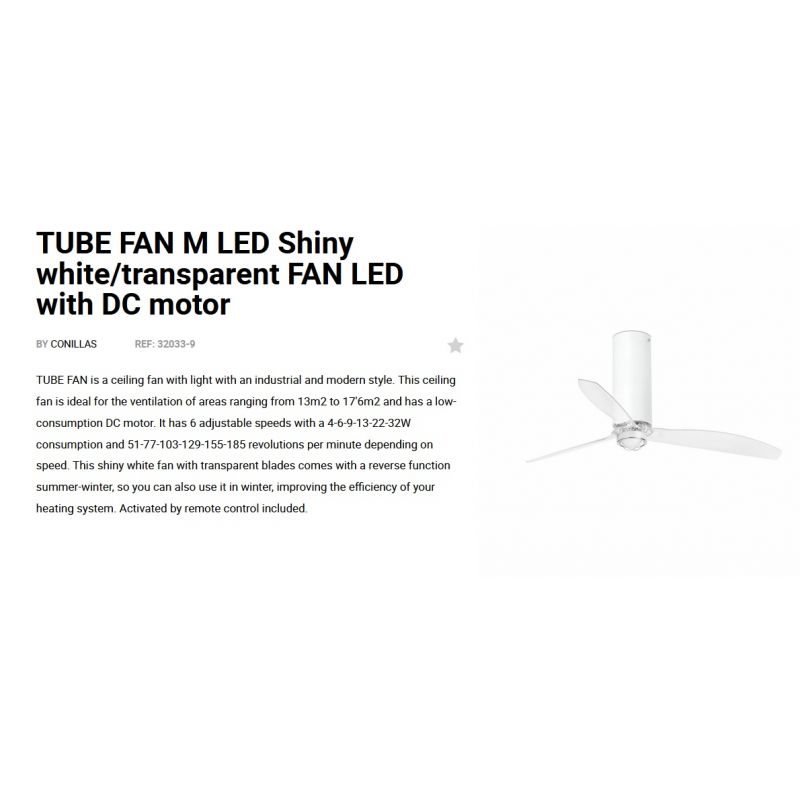 Lustra cu Ventilator si telecomanda TUBE FAN M LED alb/transparent