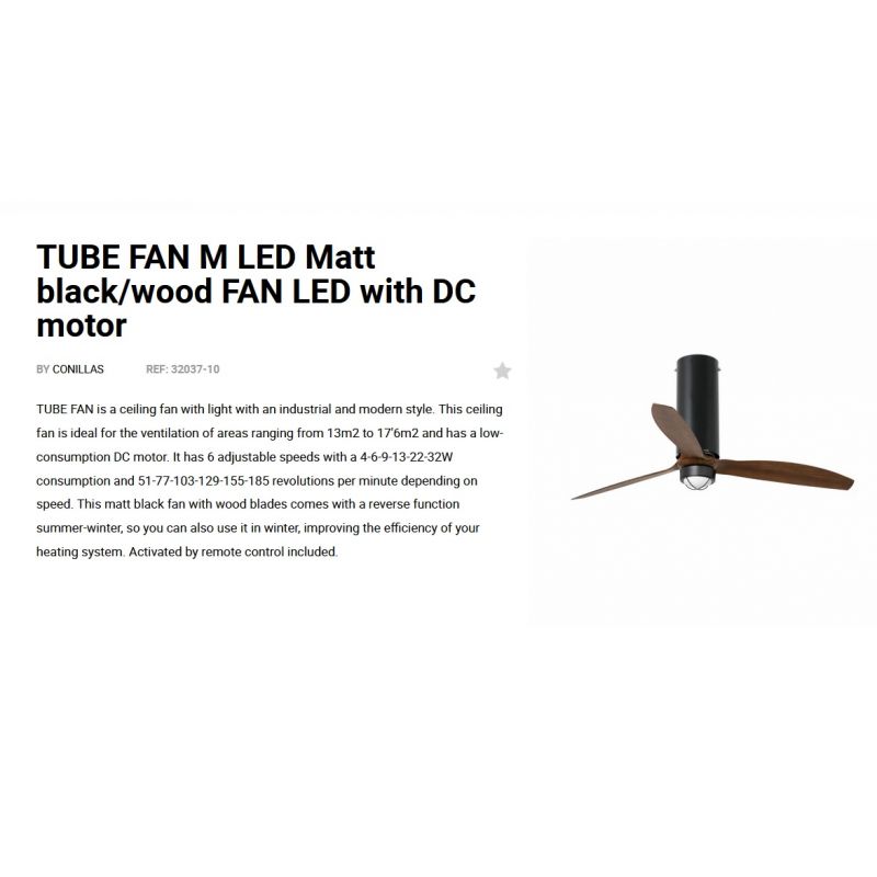 Lustra cu Ventilator si telecomanda TUBE FAN M negru mat/maro