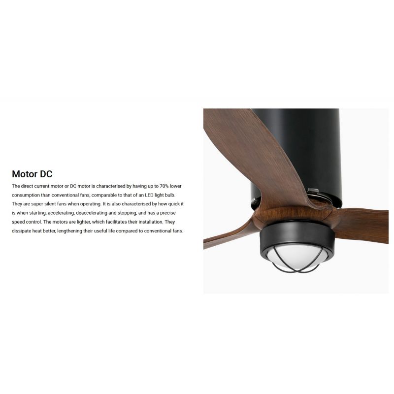 Lustra cu Ventilator si telecomanda TUBE FAN M negru mat/maro