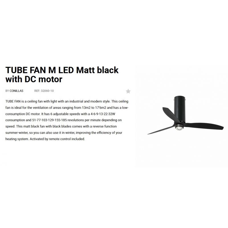 Lustra cu Ventilator si telecomanda TUBE negru mat