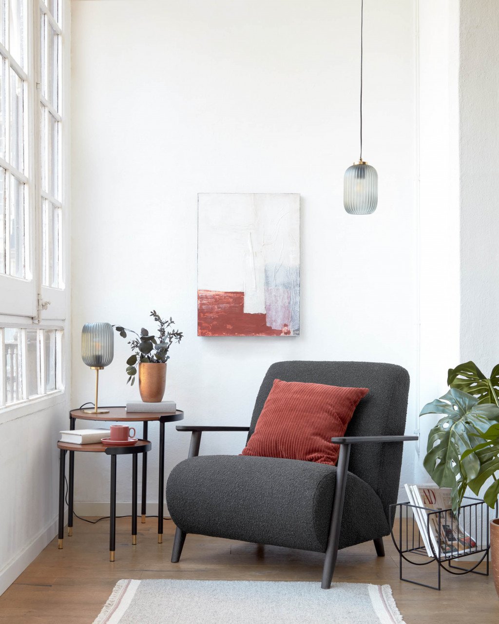 Lustra gri din metal Hestia Kave Home