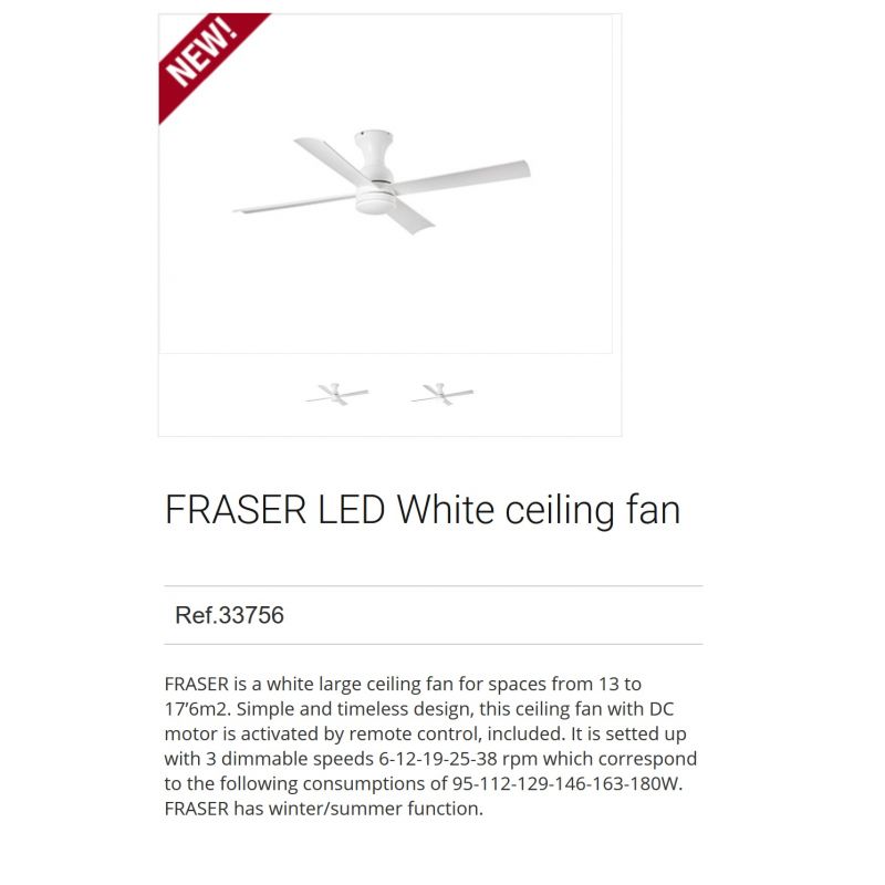 Lustra LED cu Ventilator si telecomanda design modern FRASER alba