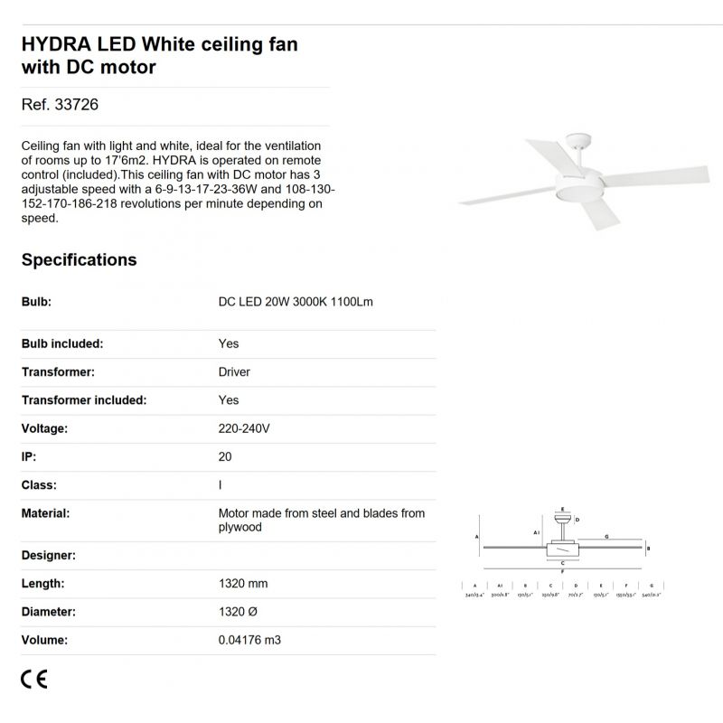 Lustra LED cu Ventilator si telecomanda design modern HYDRA alb
