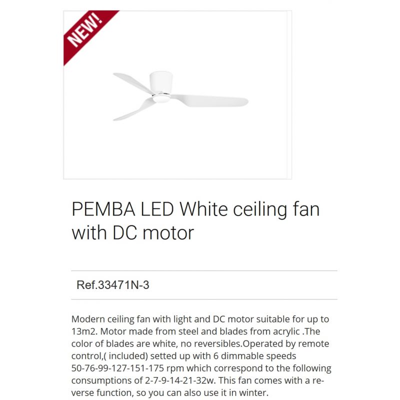 Lustra LED cu Ventilator si telecomanda design modern PEMBA alb