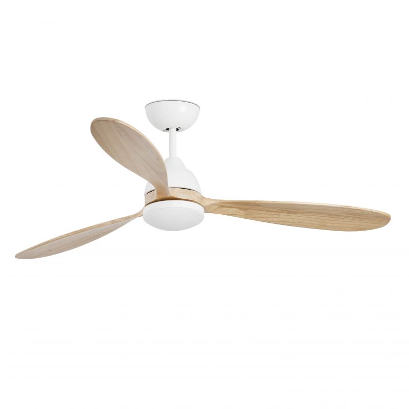 Lustra LED cu Ventilator si telecomanda design modern POROS alb/lemn