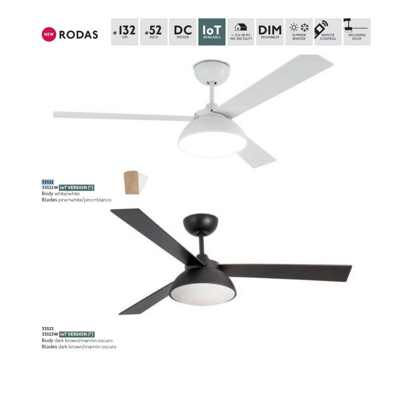 Lustra LED cu Ventilator si telecomanda design modern RODAS maro