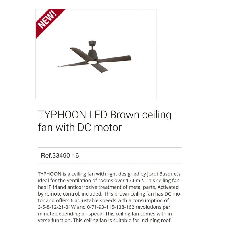 Lustra LED cu Ventilator si telecomanda design modern TYPHOON maro