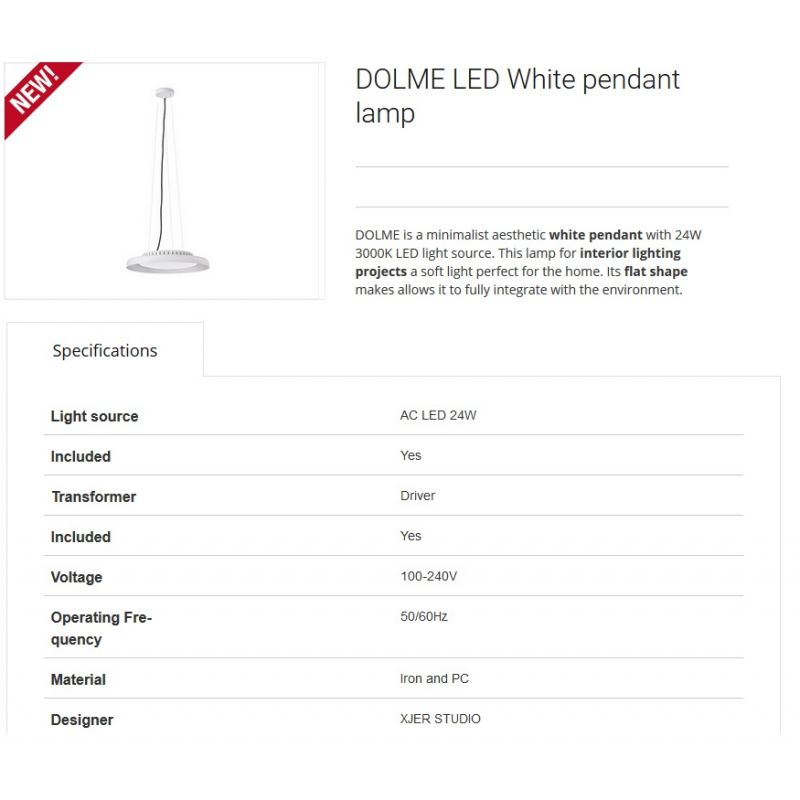 Lustra LED design ultramodern minimalist DOLME White