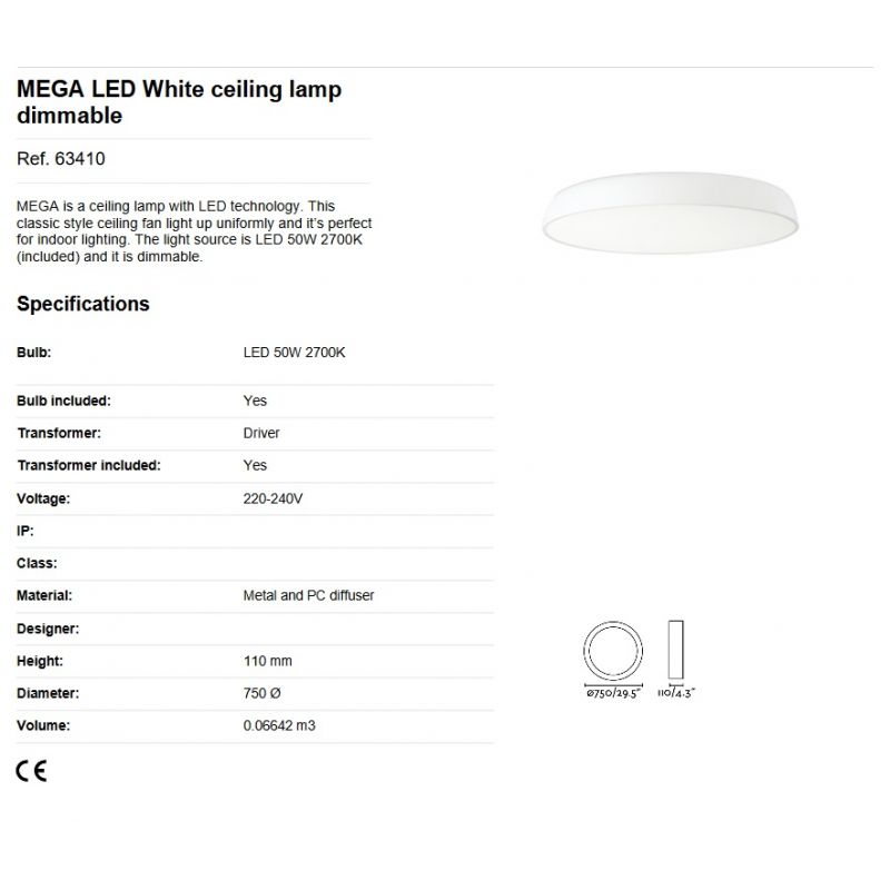 Lustra LED dimabila aplicata design XXL Ø75cm MEGA