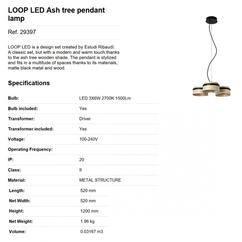 Lustra LED dimabila design deosebit LOOP frasin
