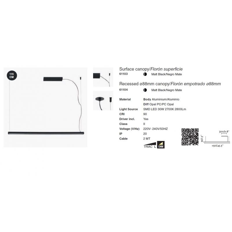 Lustra LED suspendata design modern minimaliat VICO I 115cm