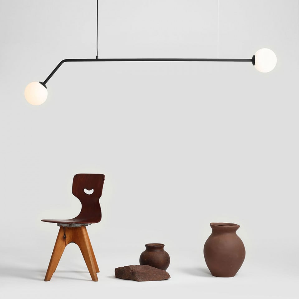 Lustra neagra/alba din metal cu 2 becuri Pure Aldex