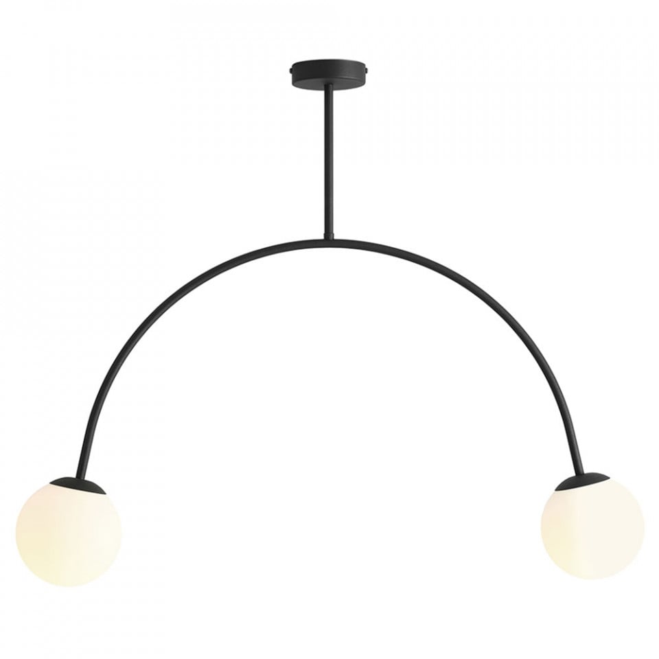 Lustra neagra/alba din sticla cu 2 becuri Lea Style Aldex