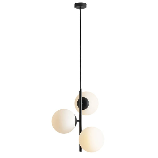 Lustra neagra/alba din sticla cu 3 becuri Fin M Aldex