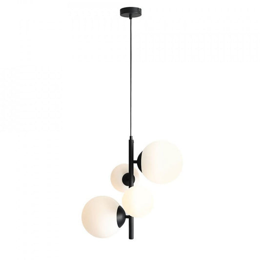 Lustra neagra/alba din sticla cu 4 becuri Bloom Aldex